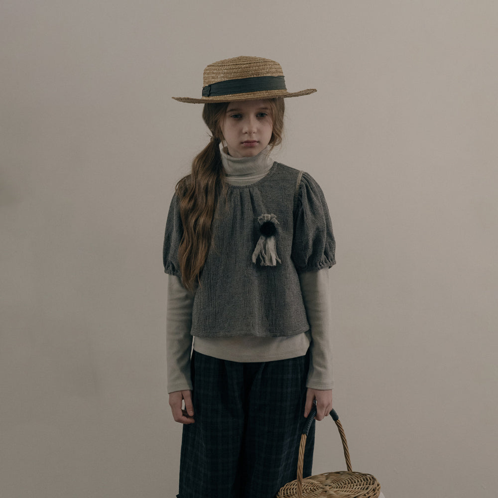 Col roulé en coton beige pour fille