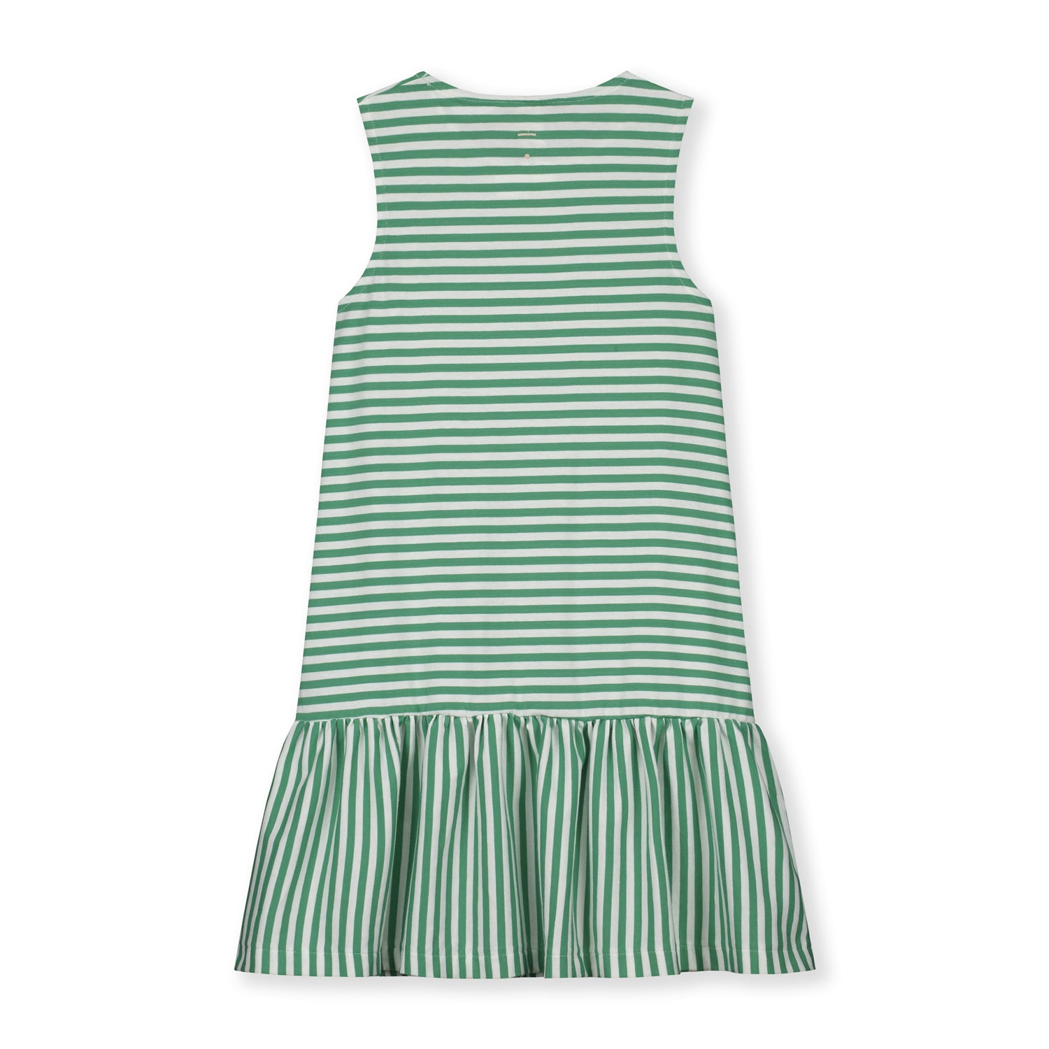 Girls Green Stripes Cotton Dress