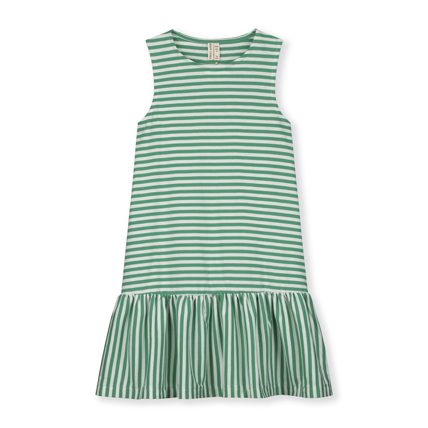 Girls Green Stripes Cotton Dress