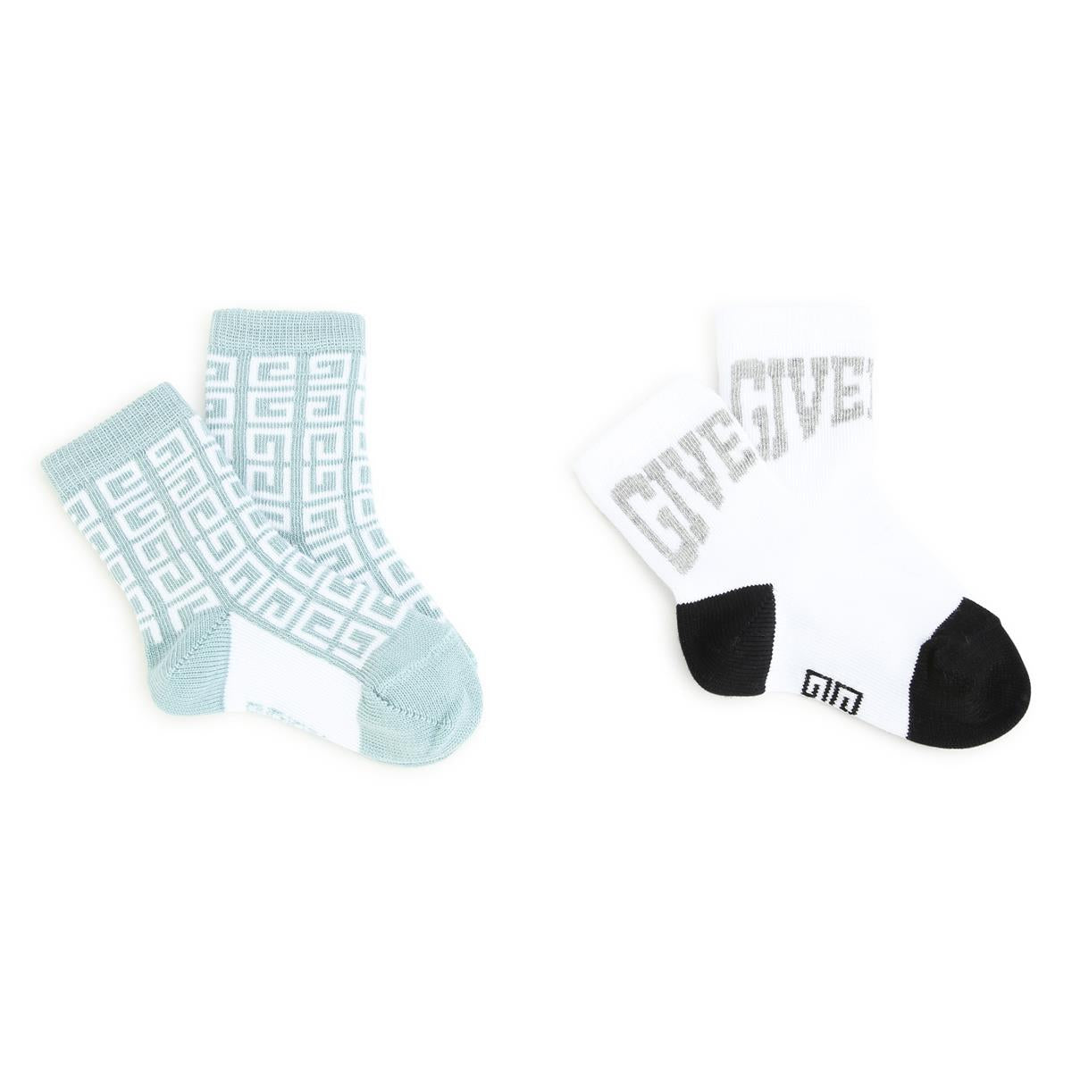 Baby Boys White Logo Cotton Socks(2 Pack)