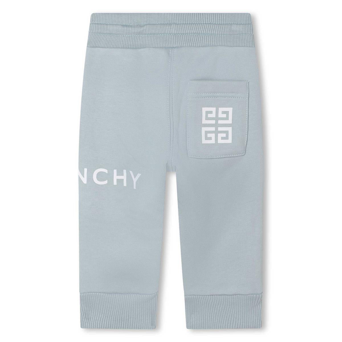 Baby Boys Light Blue Logo Cotton Trousers