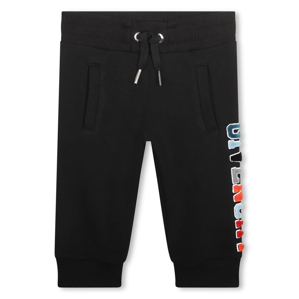 Baby Boys Black Logo Cotton Trousers