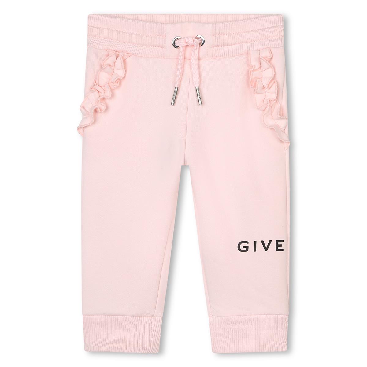 Baby Girls Pink Logo Cotton Trousers