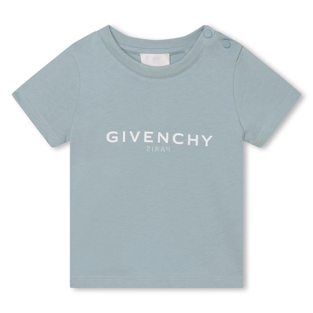 Baby Boys Light Blue Logo Cotton T-Shirt
