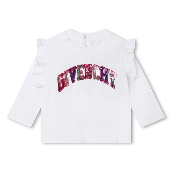 Baby Girls White Logo Cotton T-Shirt