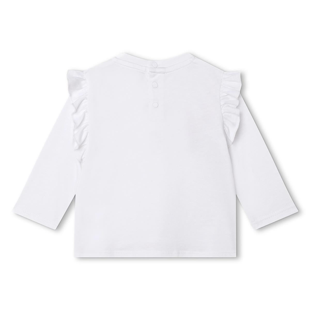 Baby Girls White Logo Cotton T-Shirt