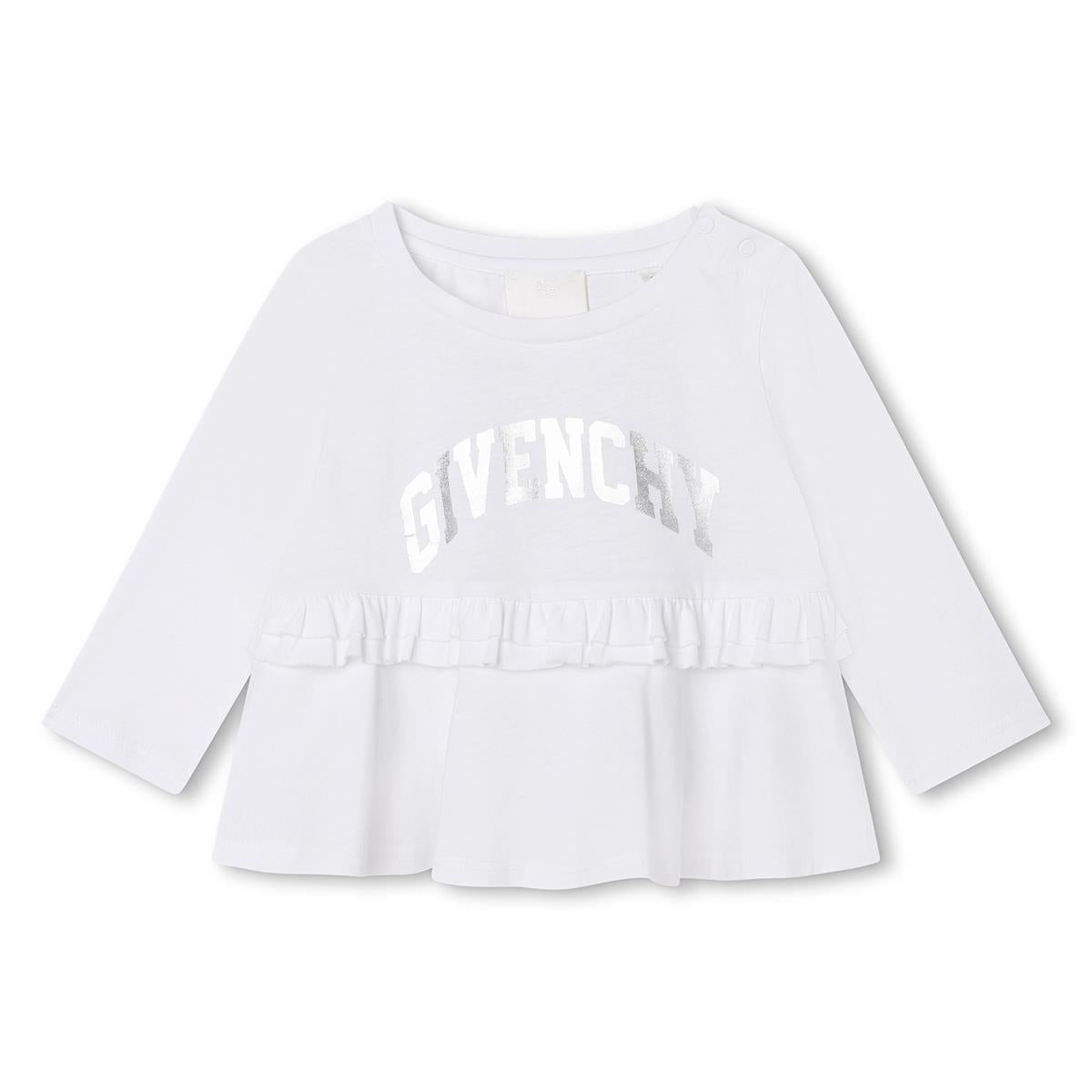 Baby Girls White Logo Cotton T-Shirt