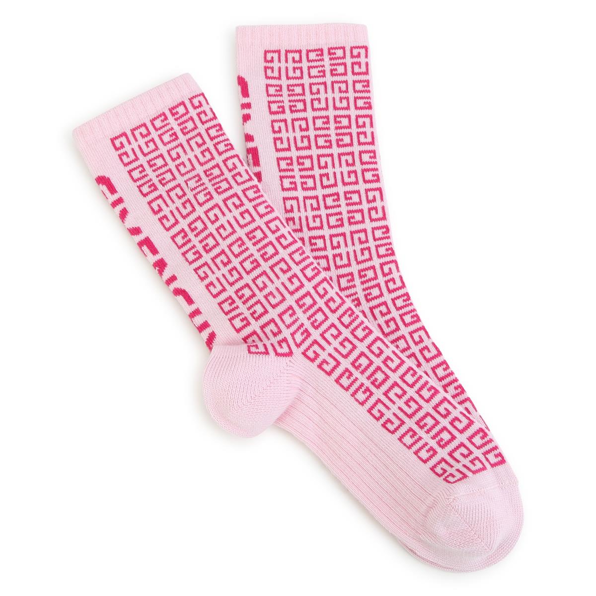Girls Pink Logo Cotton Socks