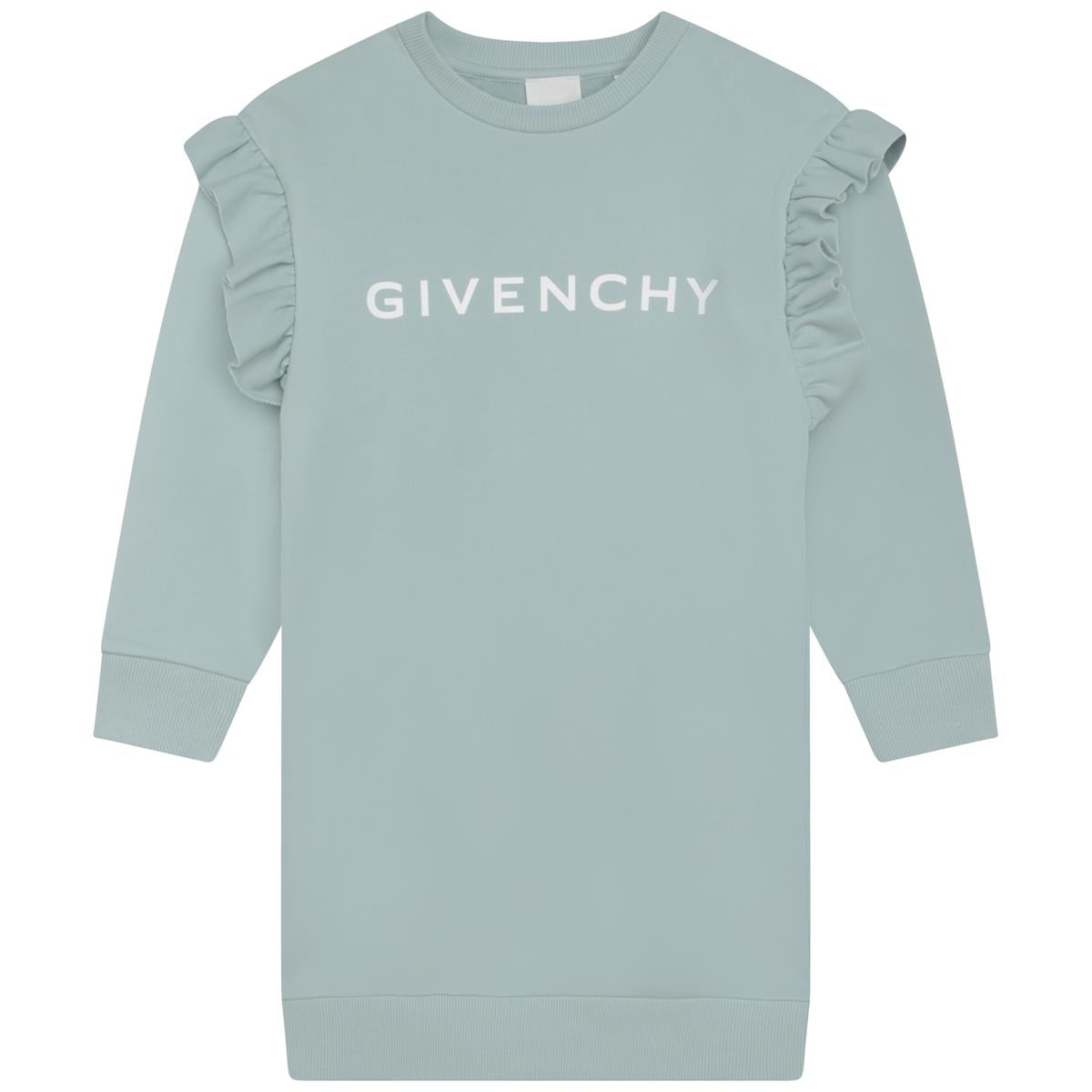 Girls Green Logo Cotton Dress