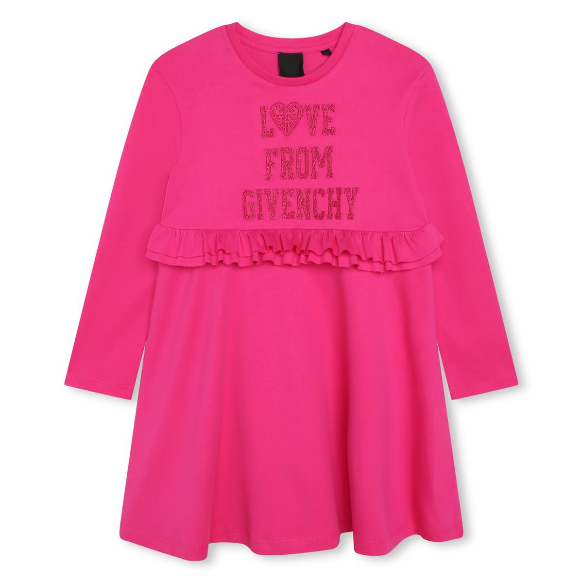 Girls Fuchsia Logo Cotton Dress