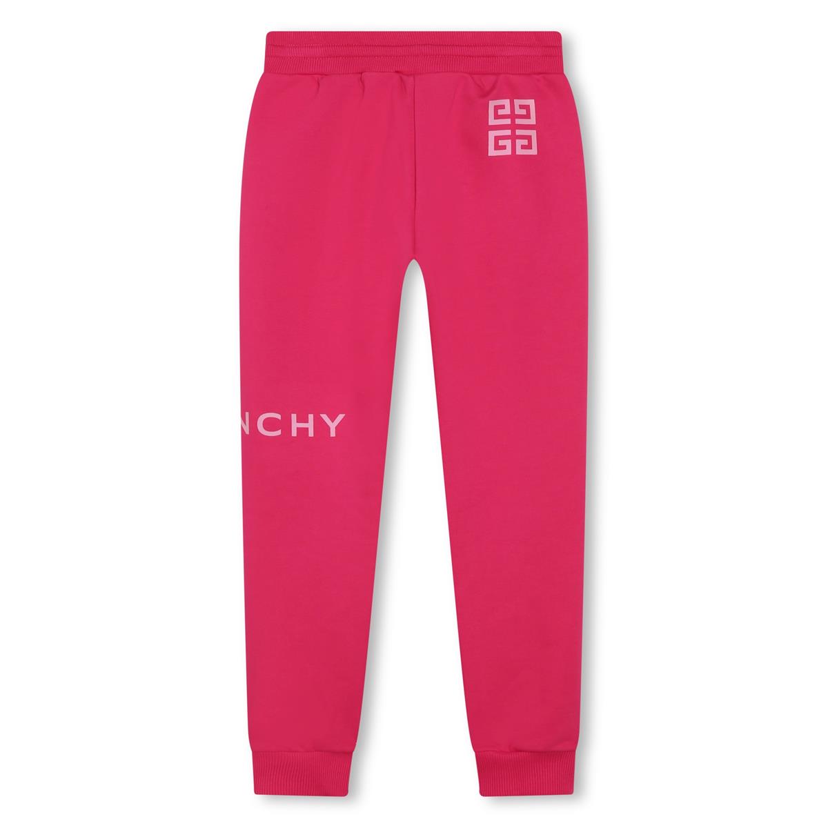 Girls Fuchsia Logo Cotton Trousers