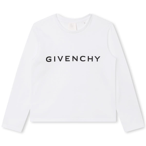 Girls White Logo Cotton T-Shirt