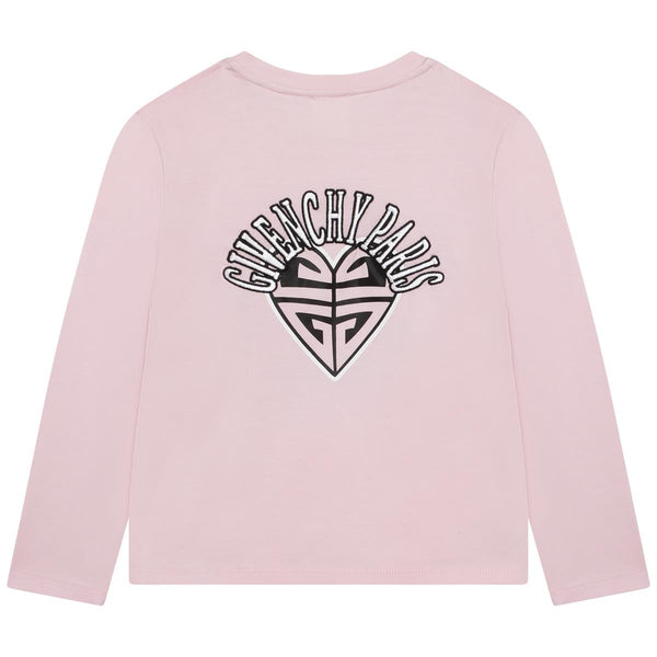 Girls Pink Printed Cotton T-Shirt