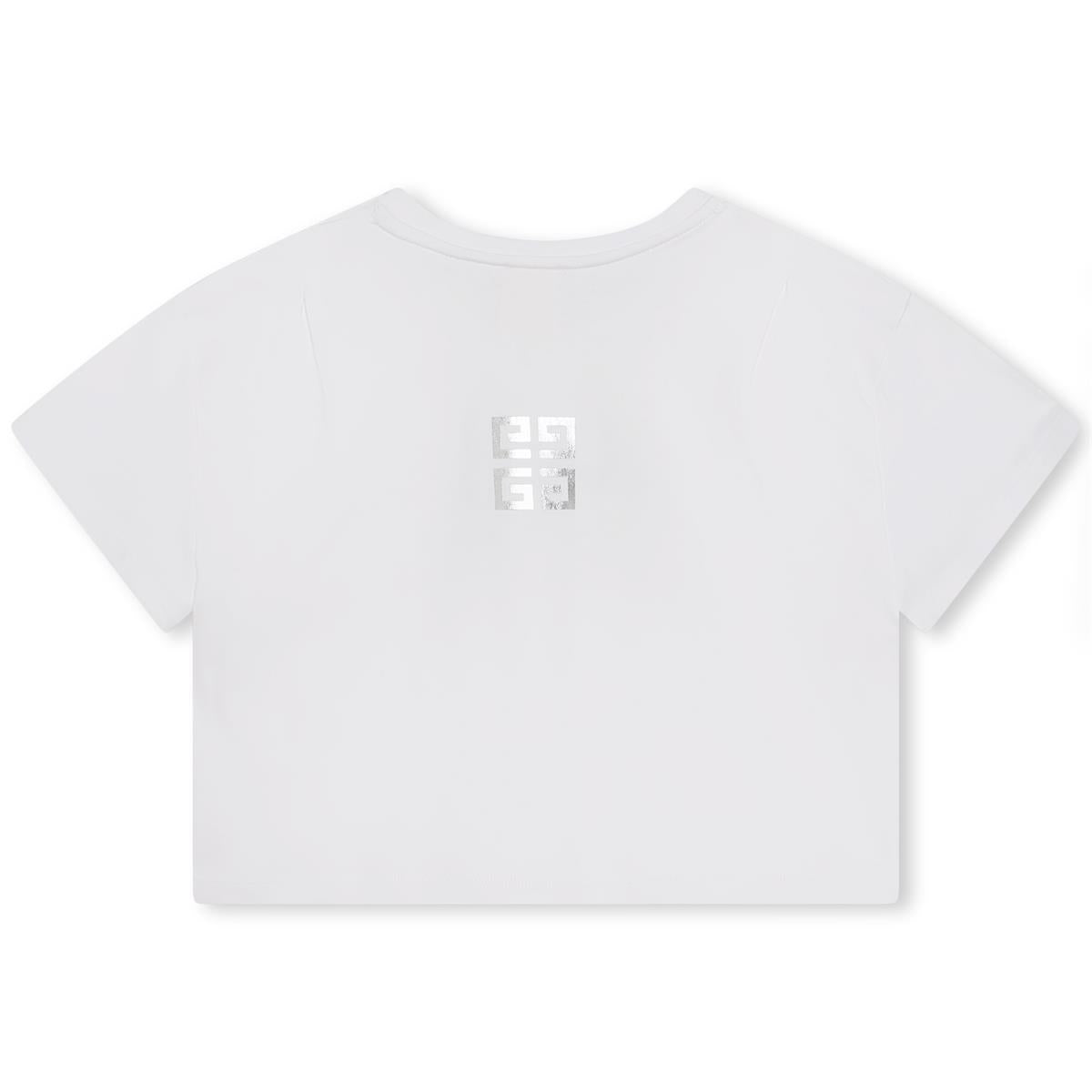 Girls White Logo Cotton T-Shirt