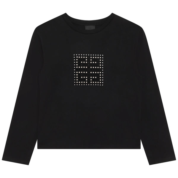 Girls Black Logo Cotton T-Shirt