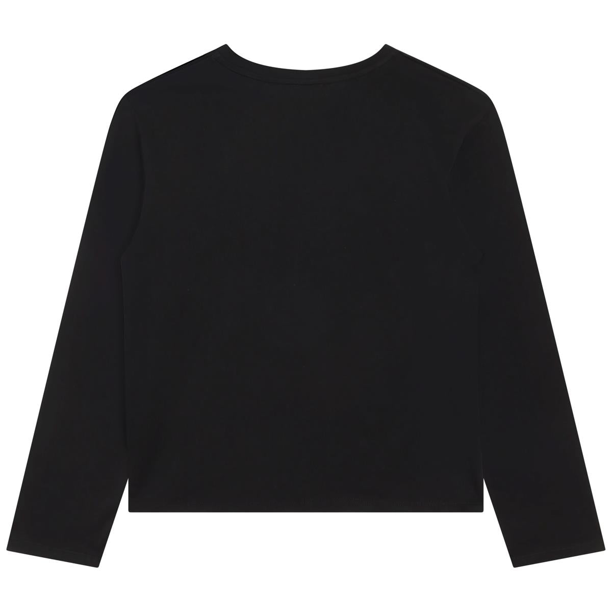 Girls Black Logo Cotton T-Shirt