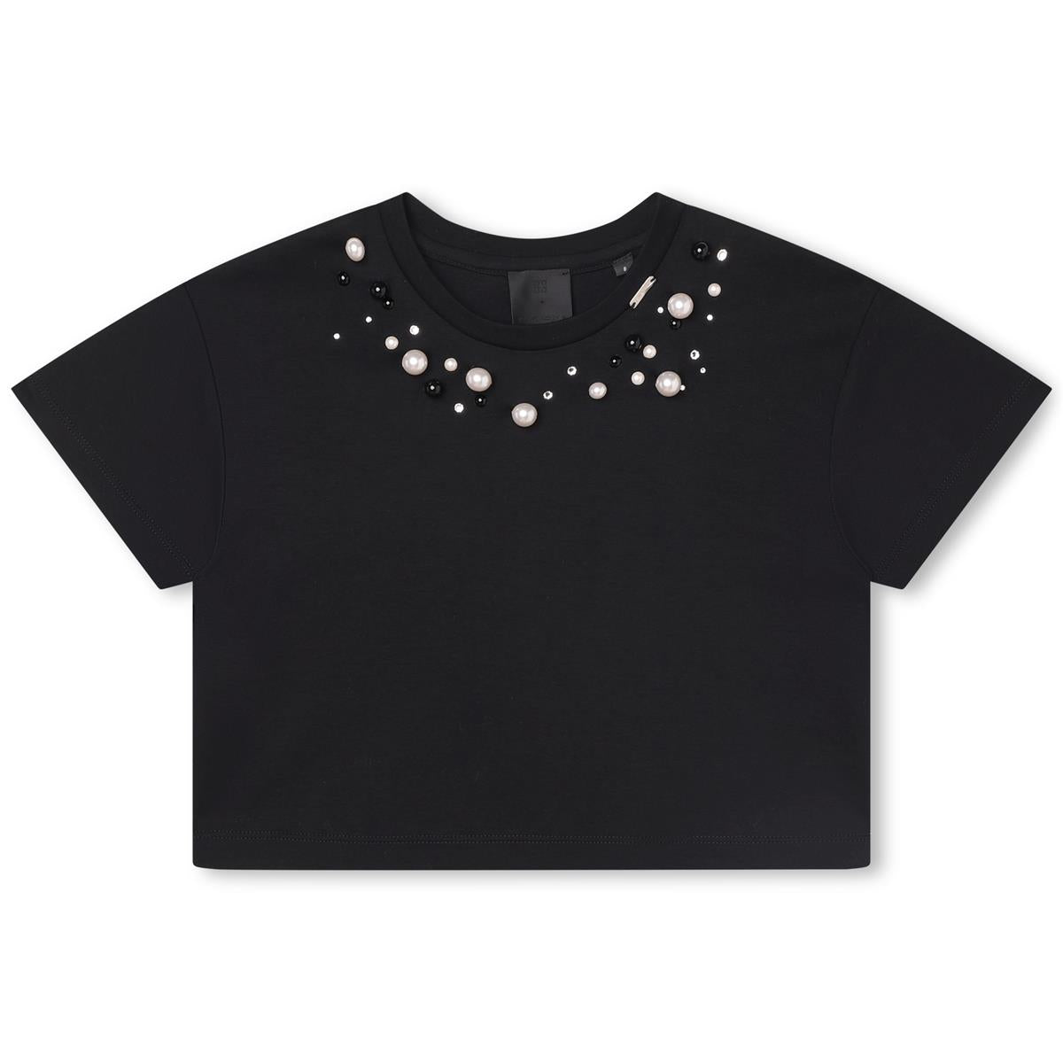 Girls Black Cotton T-Shirt