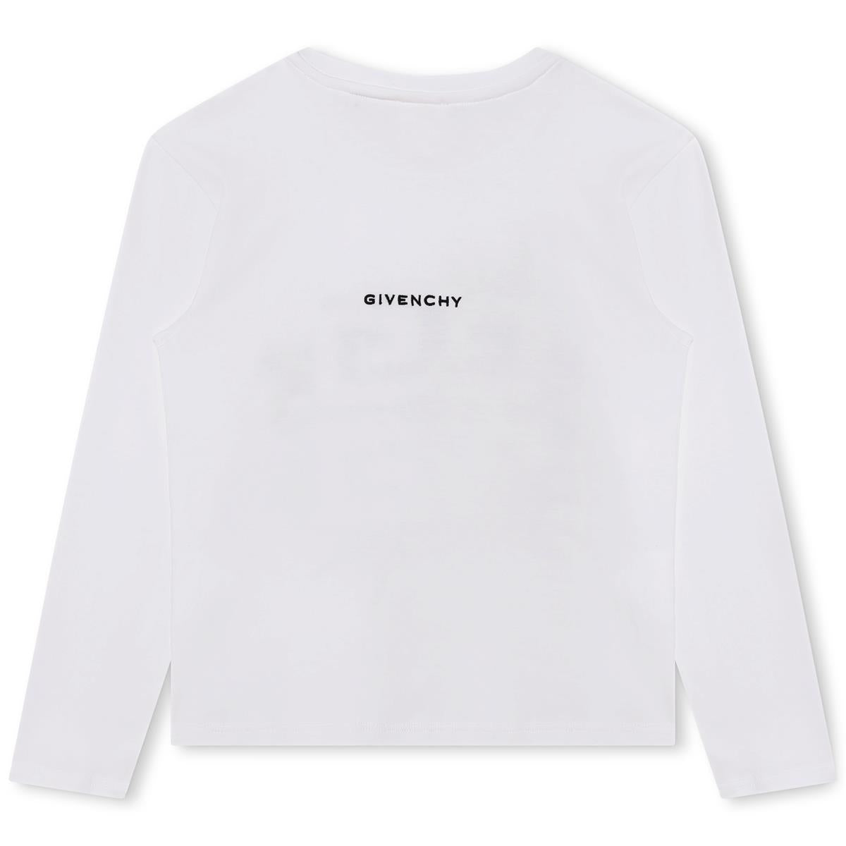 Girls White Printed Cotton T-Shirt