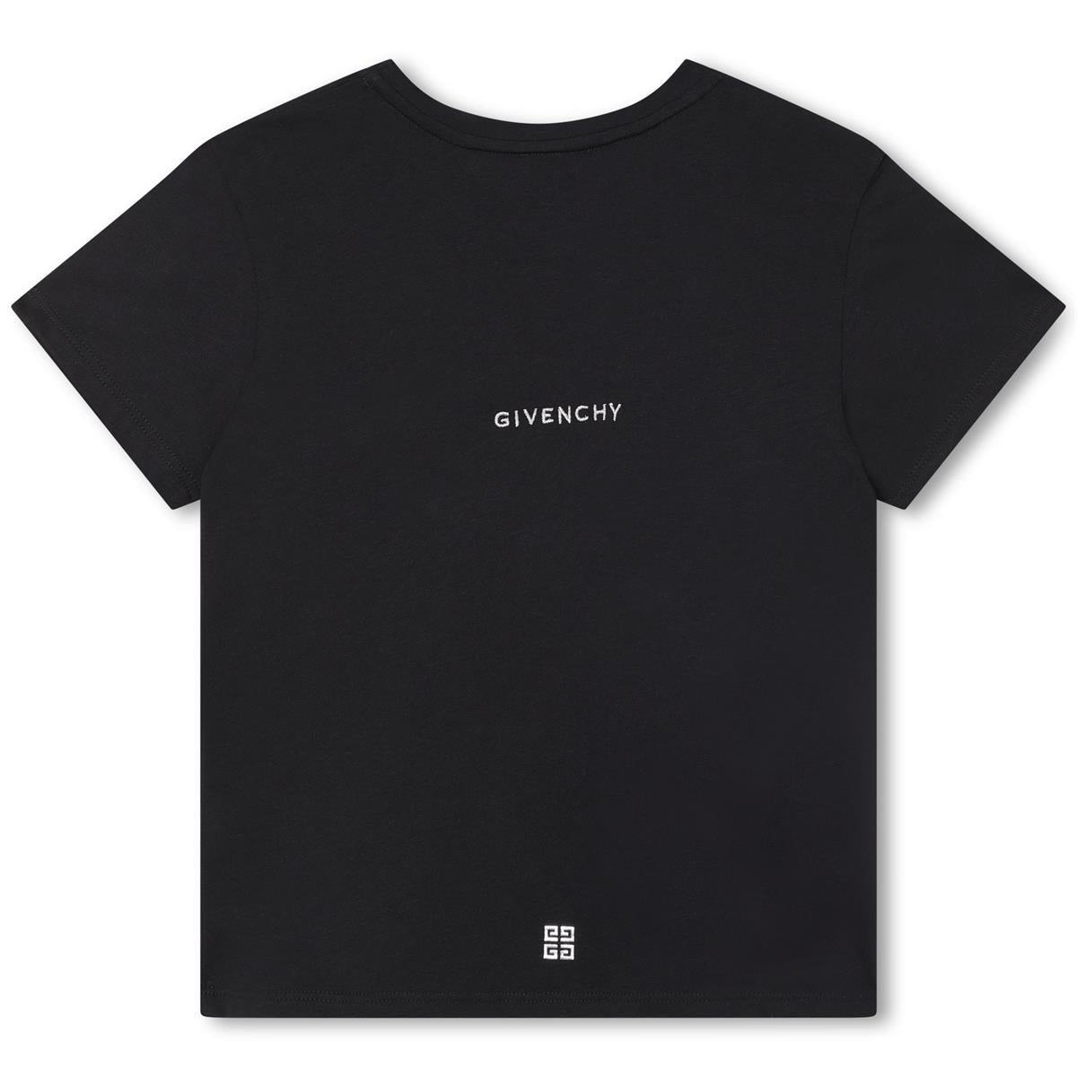 Girls Black Printed Cotton T-Shirt