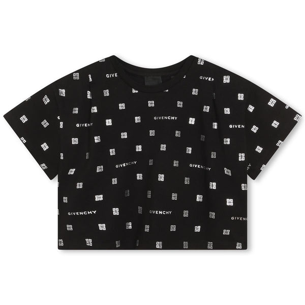 Girls Black Logo Cotton T-Shirt