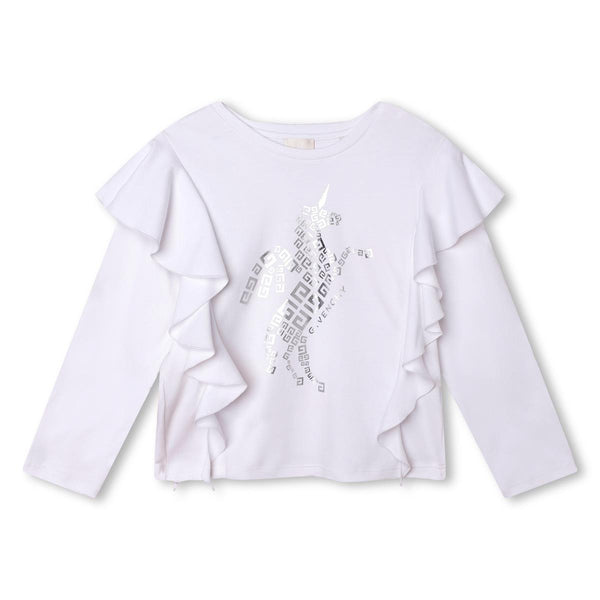 Girls White Logo Cotton T-Shirt