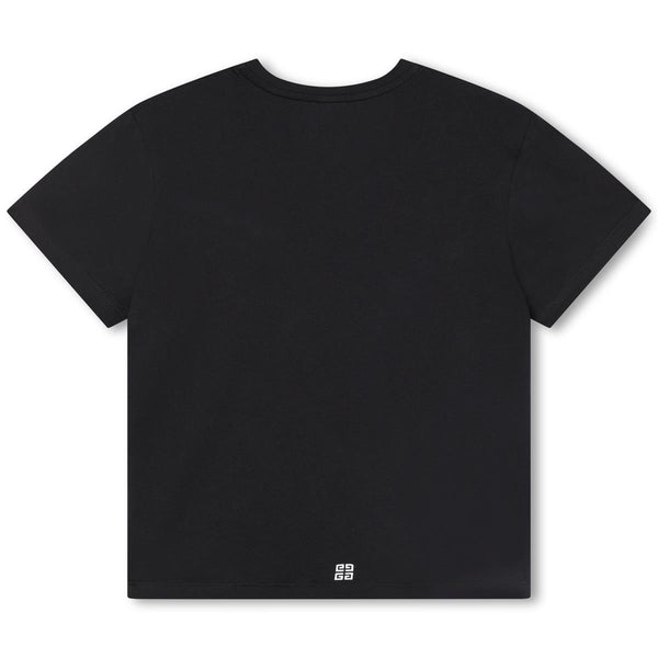 Girls Black Logo Cotton T-Shirt
