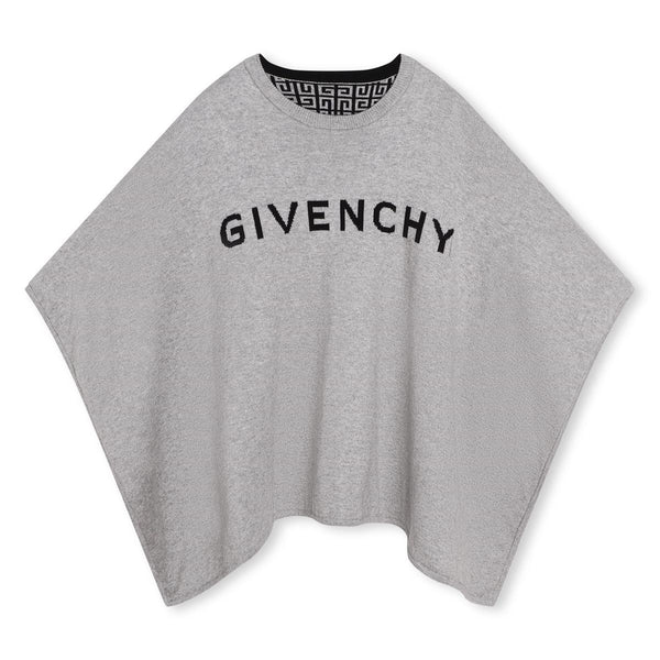 Girls Grey Logo Wool Cape