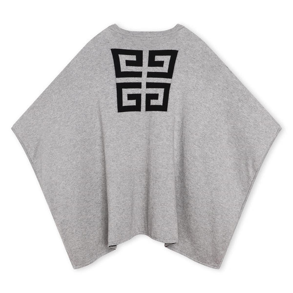 Girls Grey Logo Wool Cape