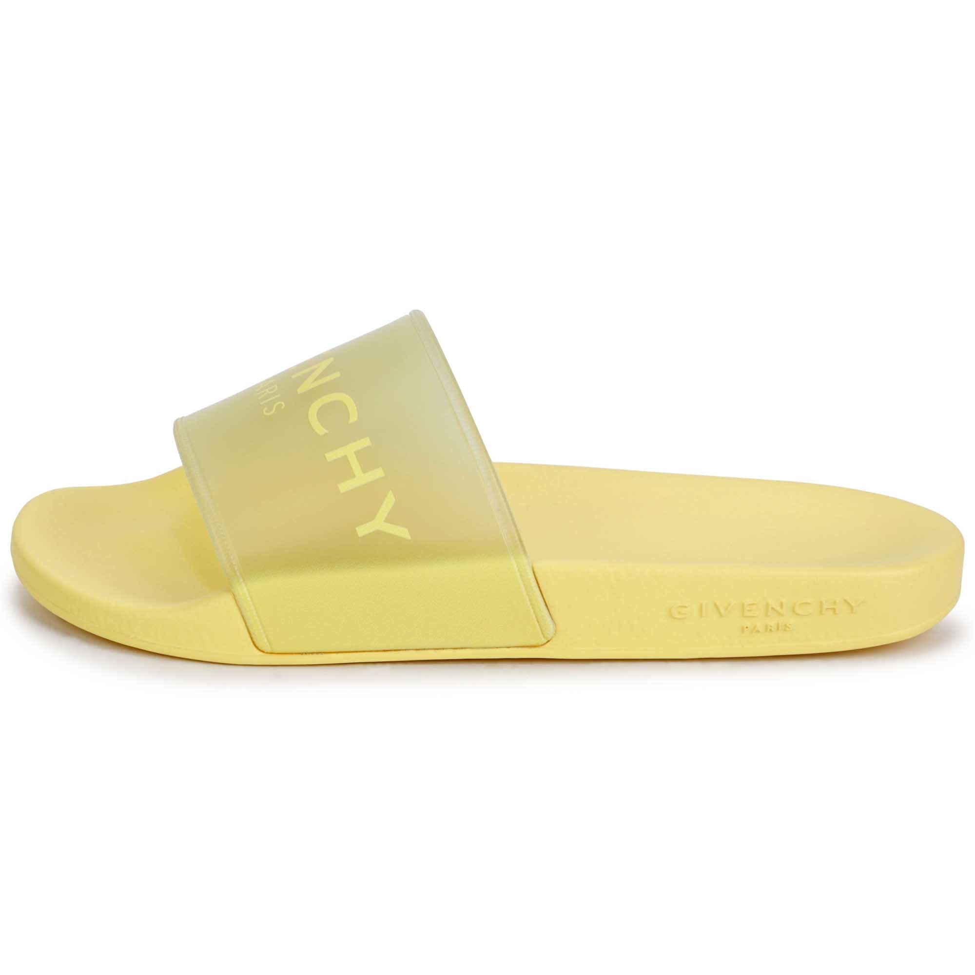 Girls Yellow Logo Slippers