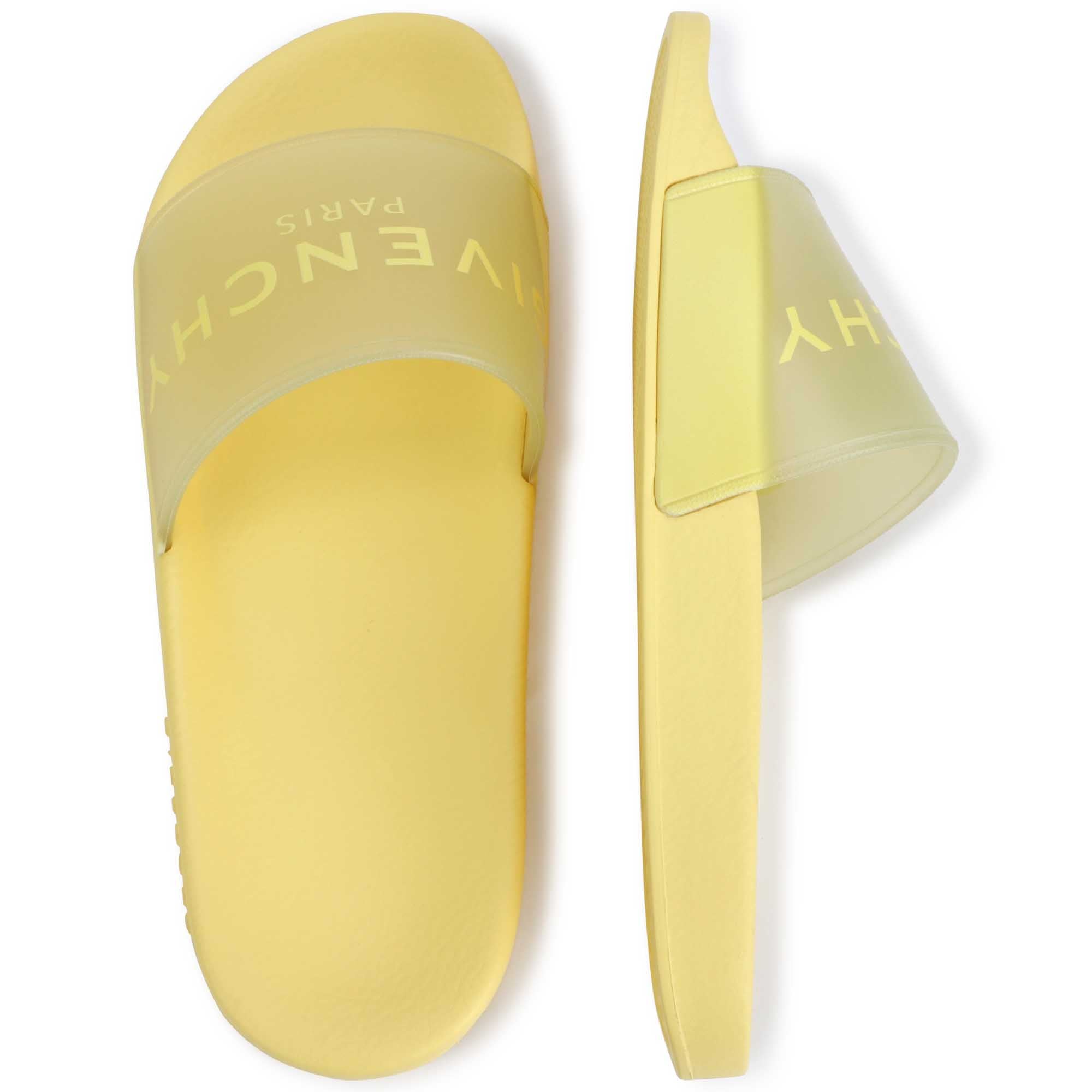 Girls Yellow Logo Slippers