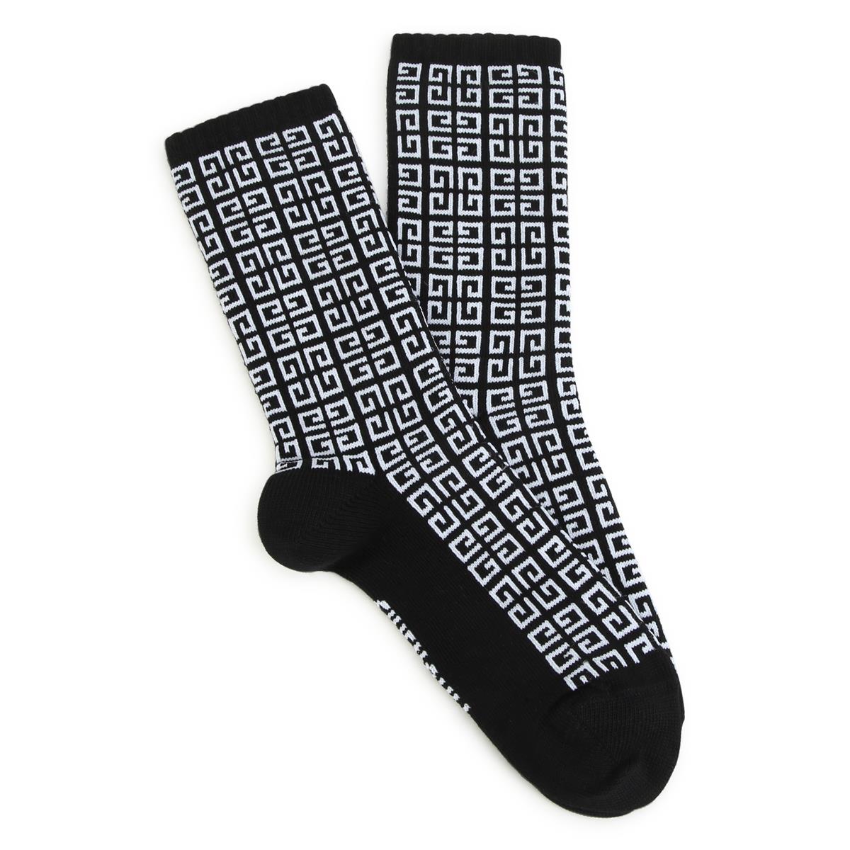 Boys & Girls Black Logo Cotton Socks