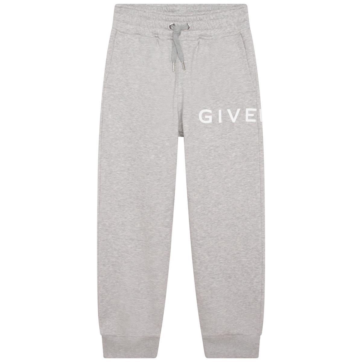 Boys Grey Logo Cotton Trousers