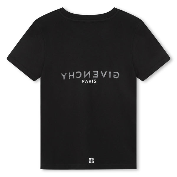 Boys Black Logo Cotton T-Shirt