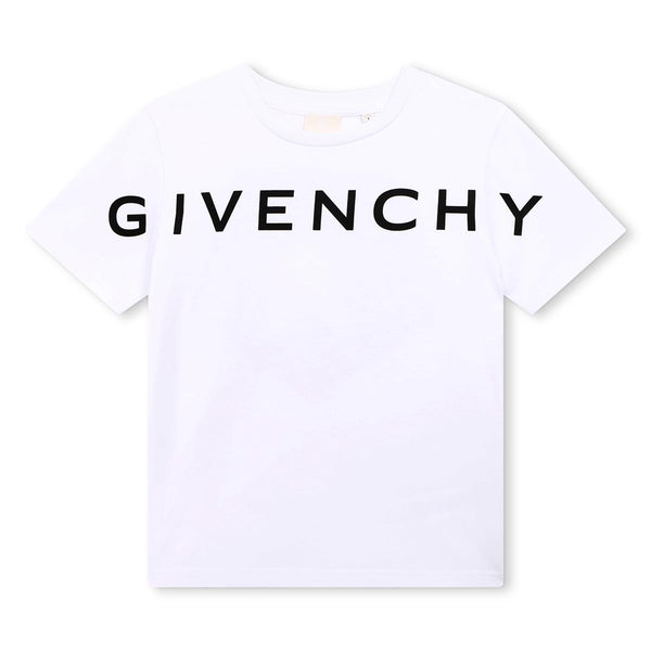 Boys White Logo Cotton T-Shirt