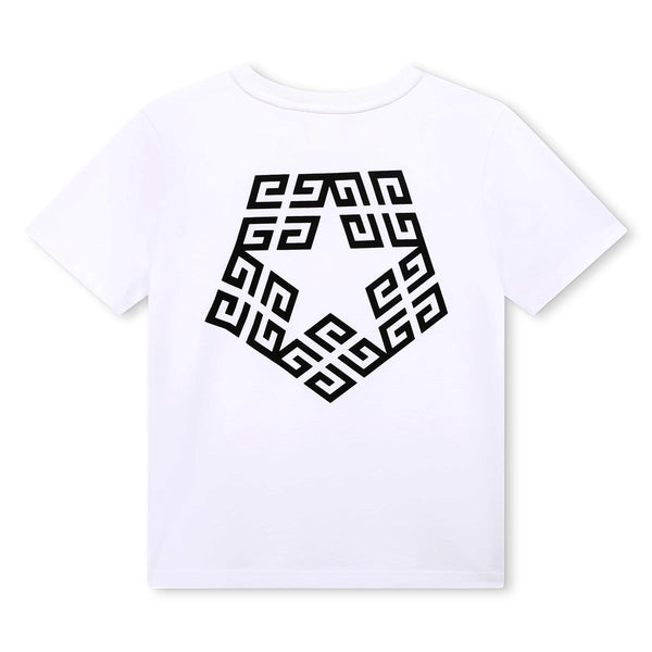 Boys White Logo Cotton T-Shirt