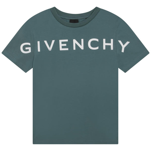 Boys Green Logo Cotton T-Shirt