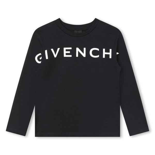 Boys Black Logo Cotton T-Shirt