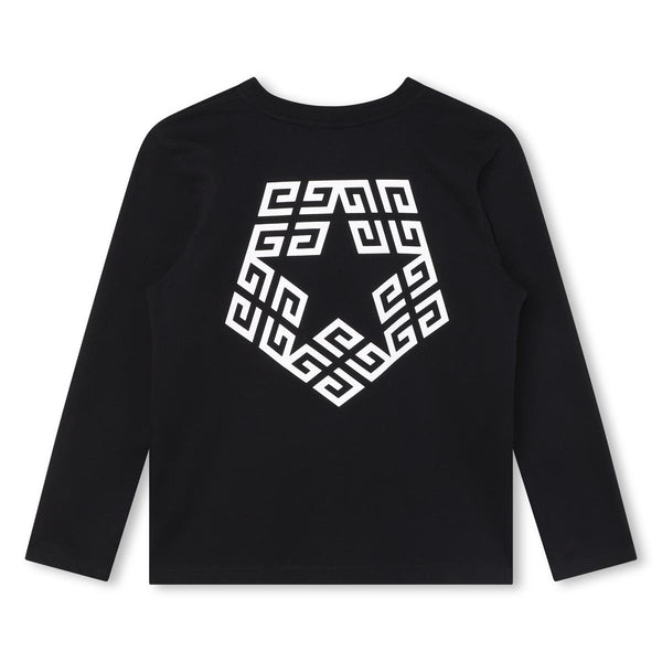 Boys Black Logo Cotton T-Shirt