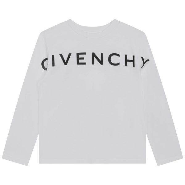 Boys White Logo Cotton T-Shirt