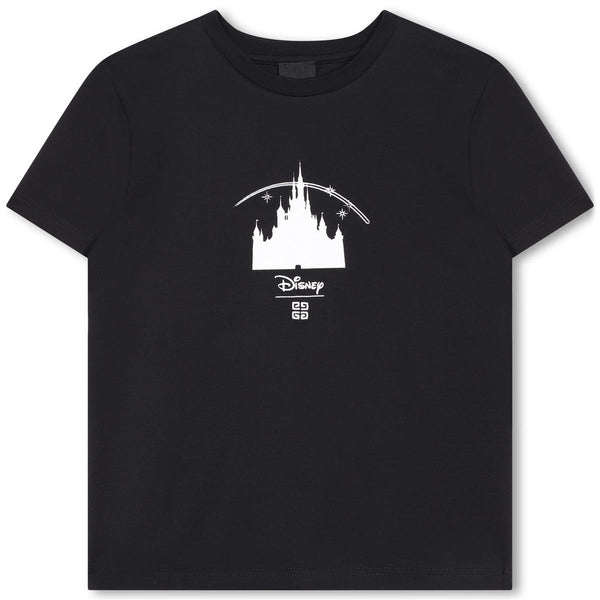 Boys Black Printed Cotton T-Shirt