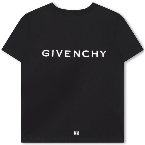 Boys Black Printed Cotton T-Shirt