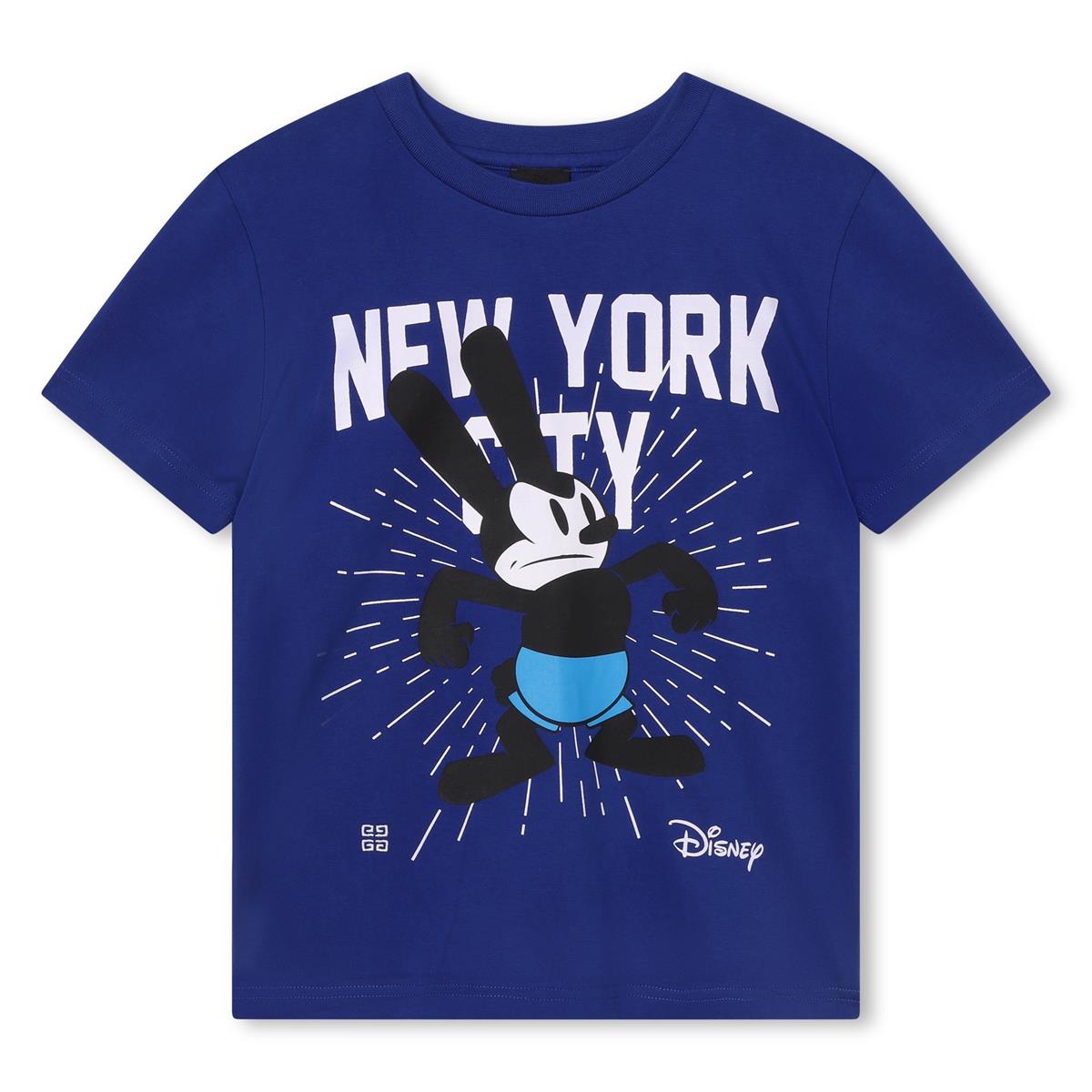 Boys Blue Printed Cotton T-Shirt