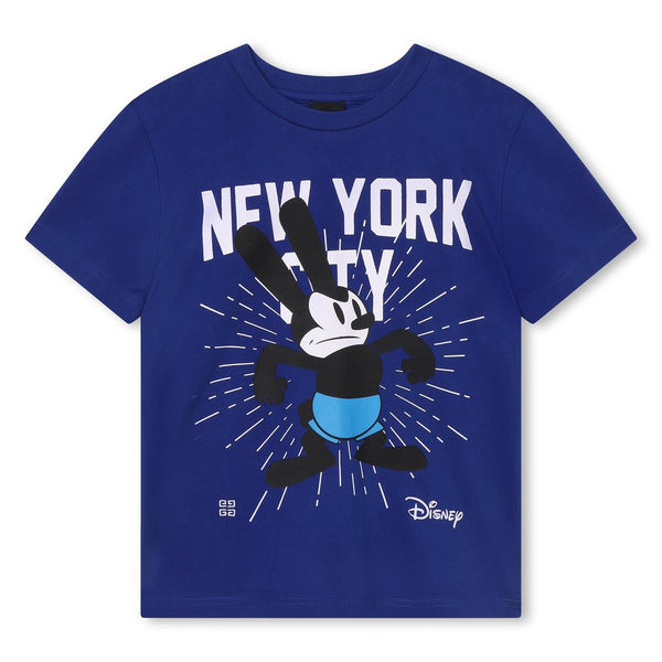 Boys Blue Printed Cotton T-Shirt