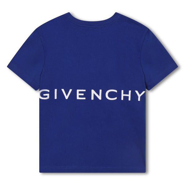 Boys Blue Printed Cotton T-Shirt