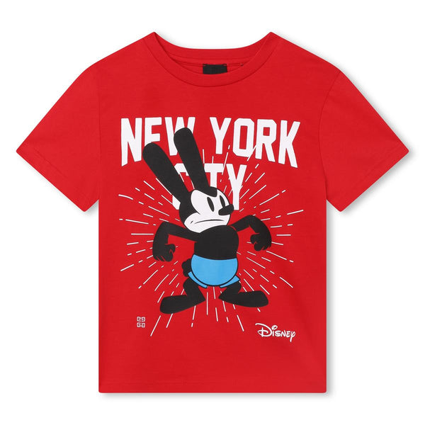 Boys Red Printed Cotton T-Shirt