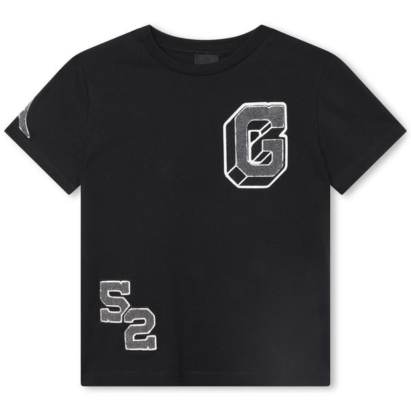 Boys Black Logo Cotton T-Shirt