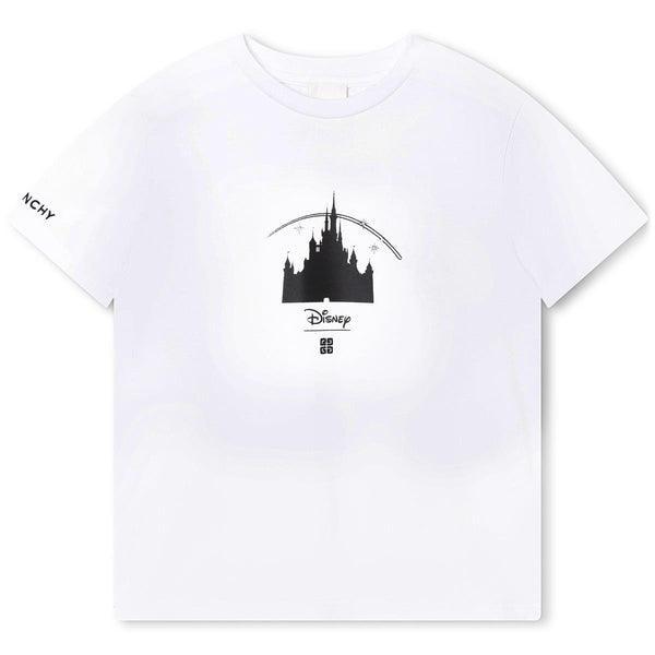 Boys White Printed Cotton T-Shirt