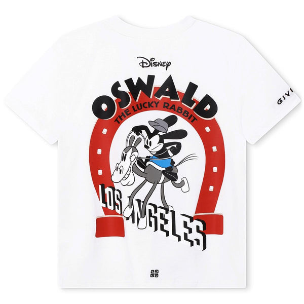 Boys White Printed Cotton T-Shirt