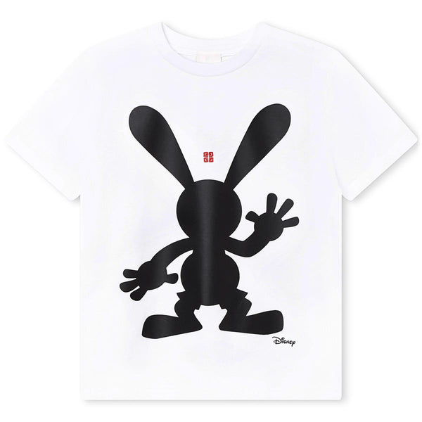Boys White Printed Cotton T-Shirt