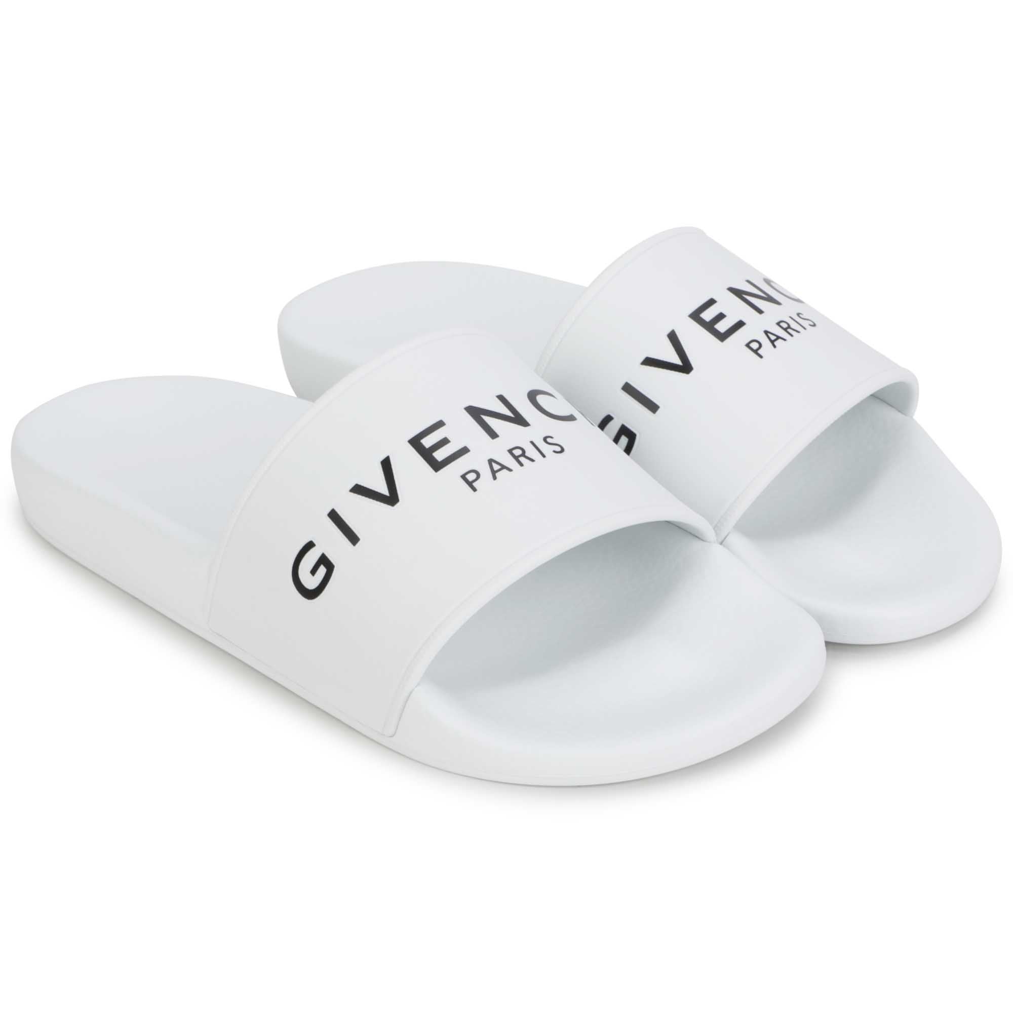 Boys White Logo Slippers